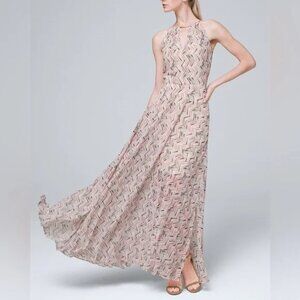 WHITE HOUSE BLACK MARKET MULTI GEOMETRIC MAXI PARTY DRESS SIZE: 6P NWT